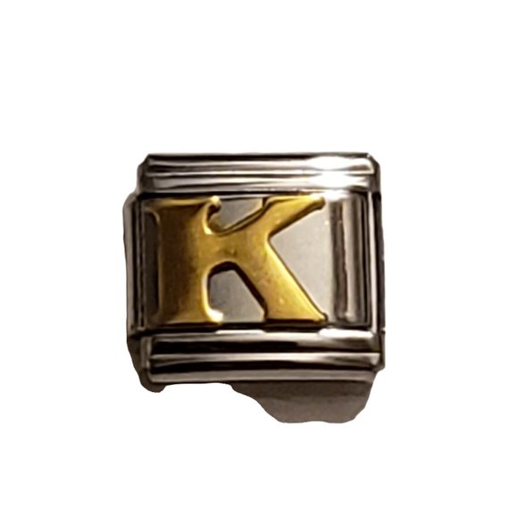 Italian Charm Bracelet Alphabet Letter Link - LETTER "K" - Picture 1 of 1